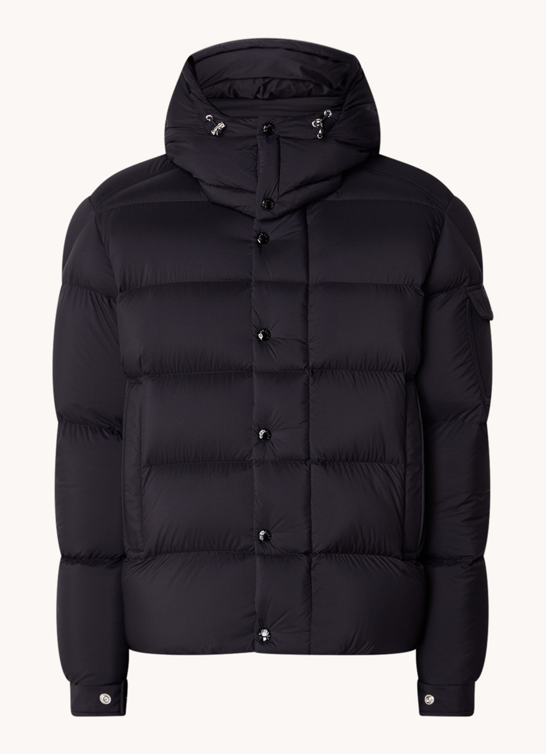 Moncler Vezere puffer jack met donsvulling en afneembare capuchon - voorkant zwart