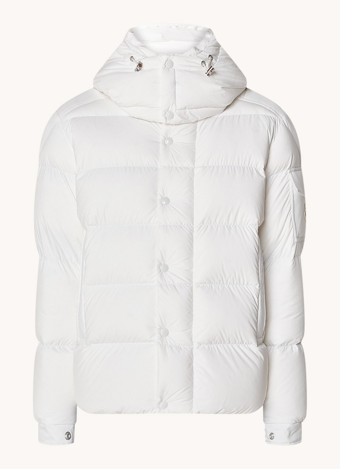 Moncler Vezere puffer jack met donsvulling en afneembare capuchon - voorkant 4 gebroken wit