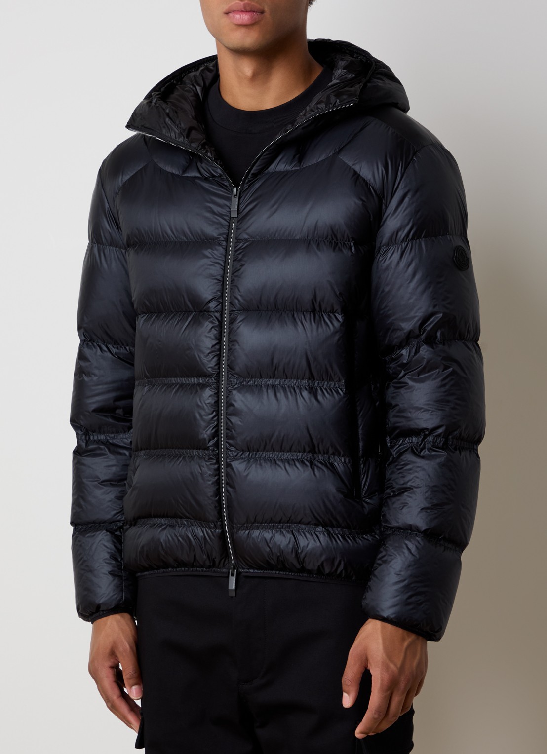 Moncler Viani puffer jack met donsvulling en capuchon - detail 4 blauw
