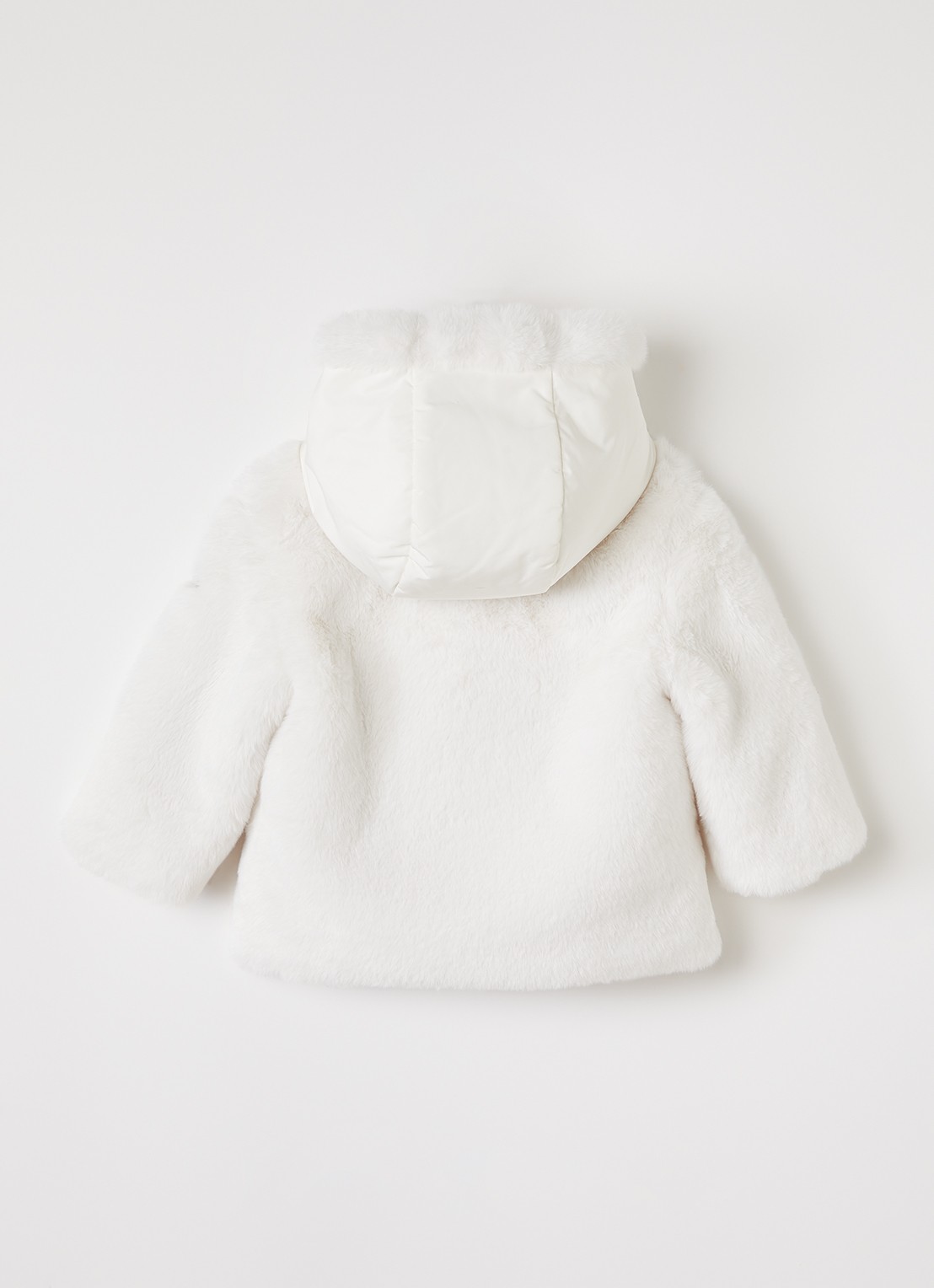 Moncler Viona gewatteerd jack van imitatiebont - achterkant 3 gebroken wit