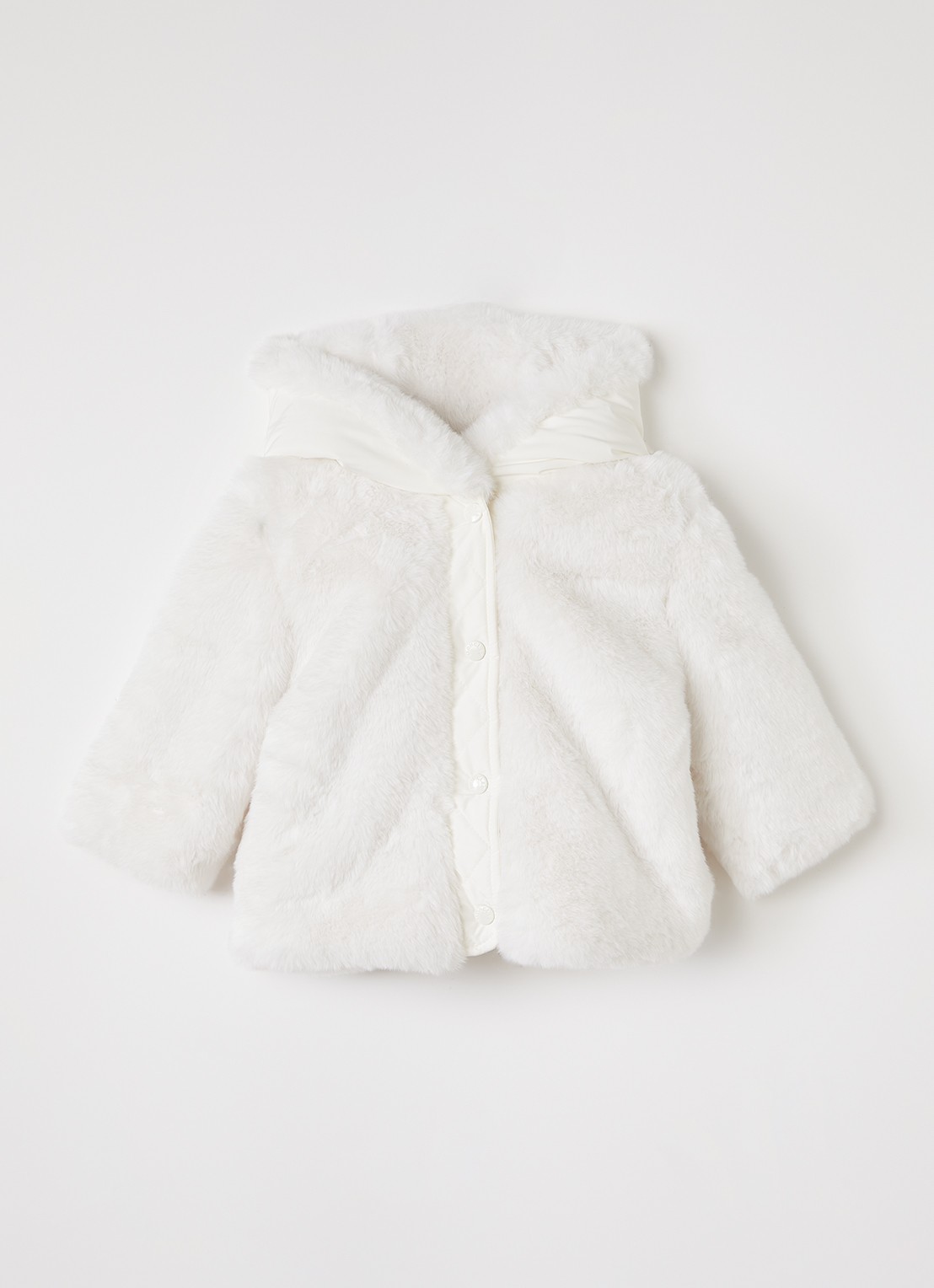 Moncler Viona gewatteerd jack van imitatiebont - voorkant gebroken wit