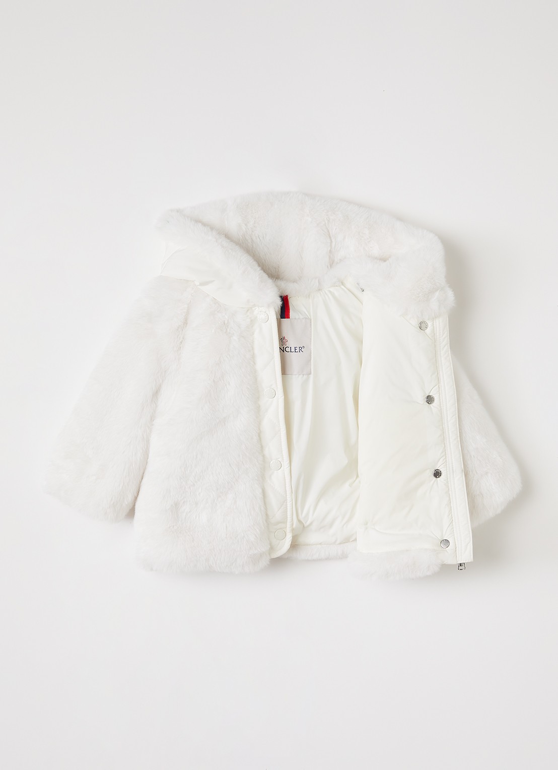 Moncler Viona gewatteerd jack van imitatiebont - voorkant 2 gebroken wit