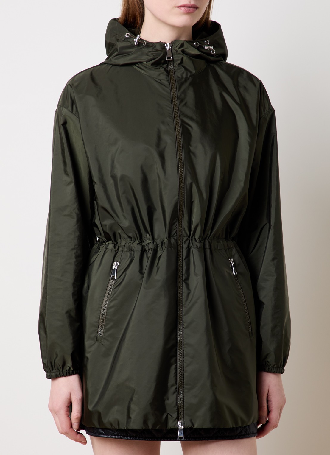 Moncler Wete windjack met capuchon en ritszakken - detail 4 bronsgroen