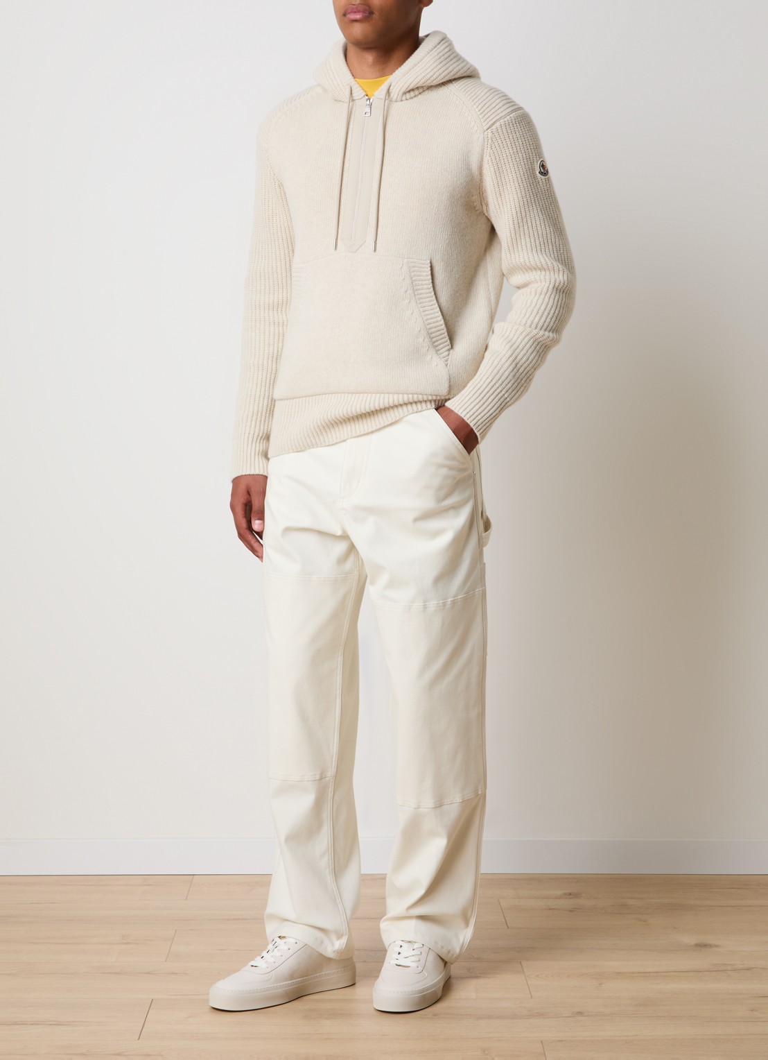 Moncler Wide leg jeans met gekleurde wassing - voorkant 6 gebroken wit