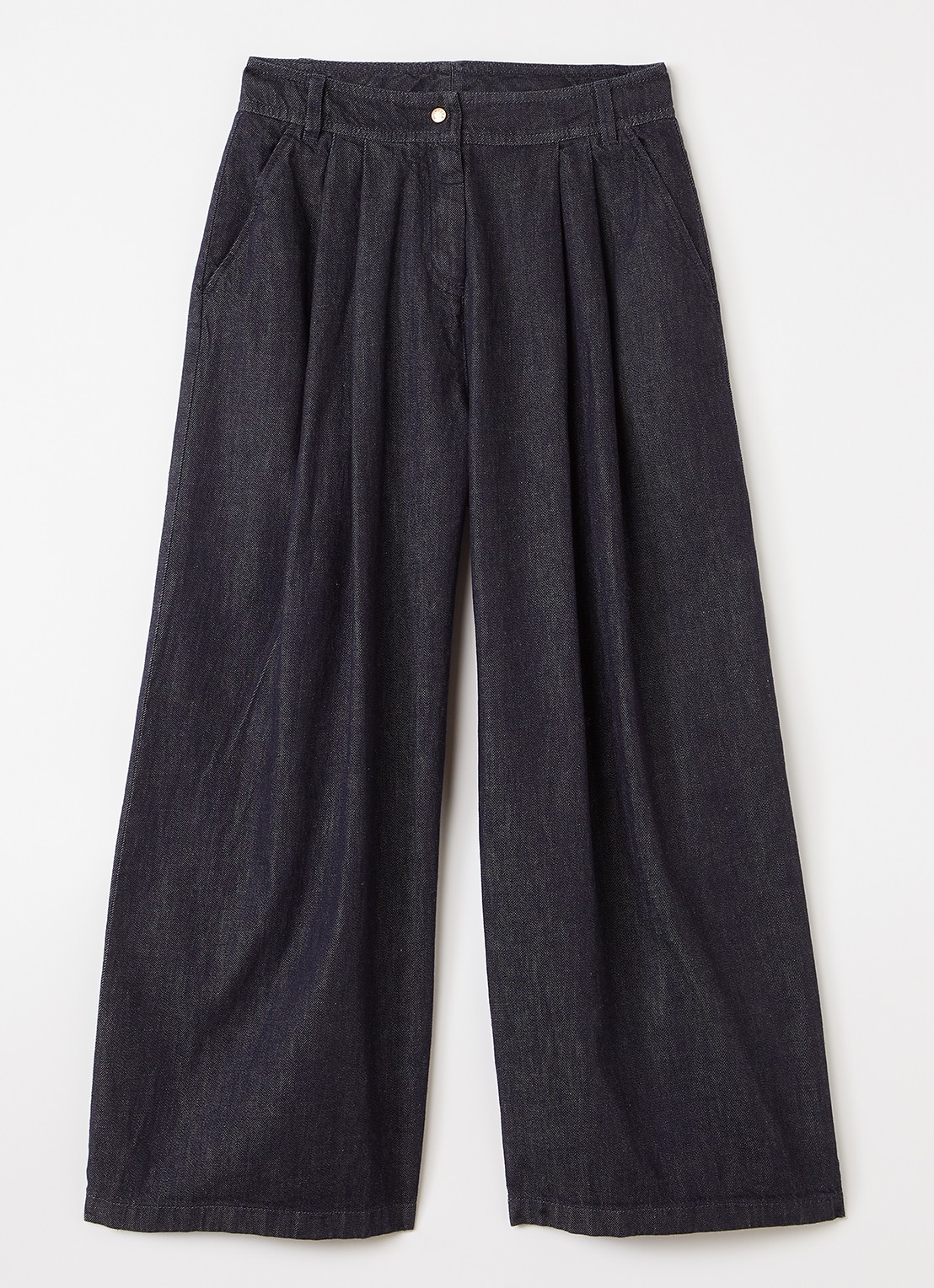 Moncler Wide leg jeans met plooidetail - voorkant indigo
