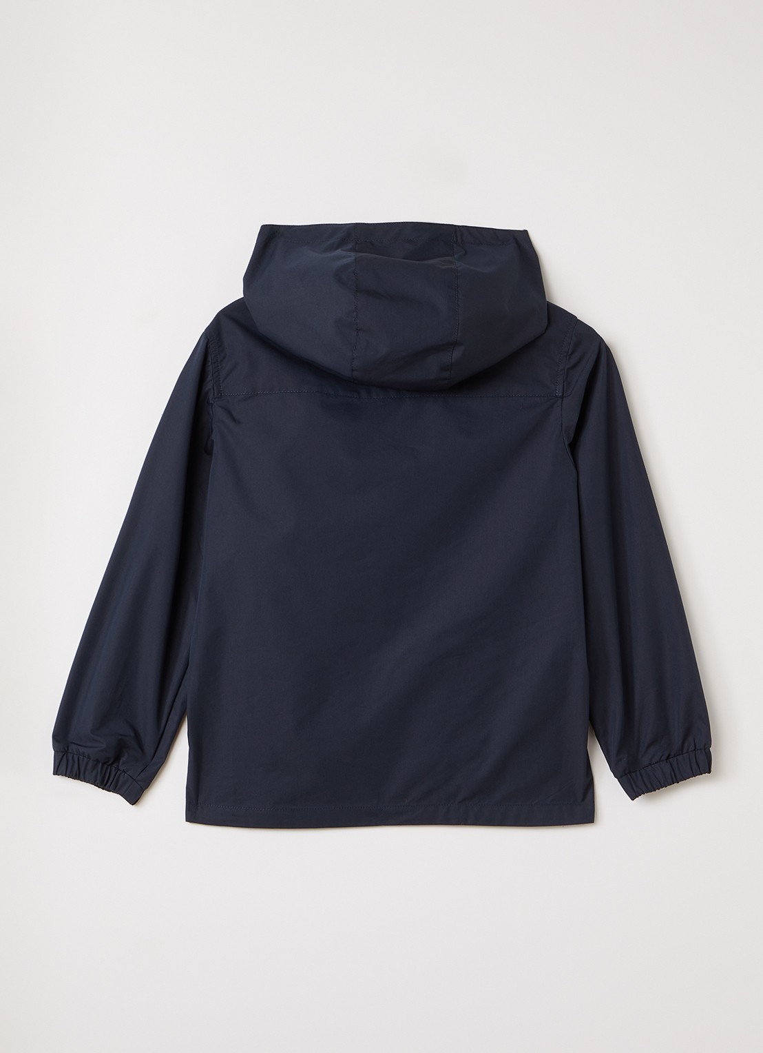 Moncler Windjack met capuchon en logo - achterkant donkerblauw