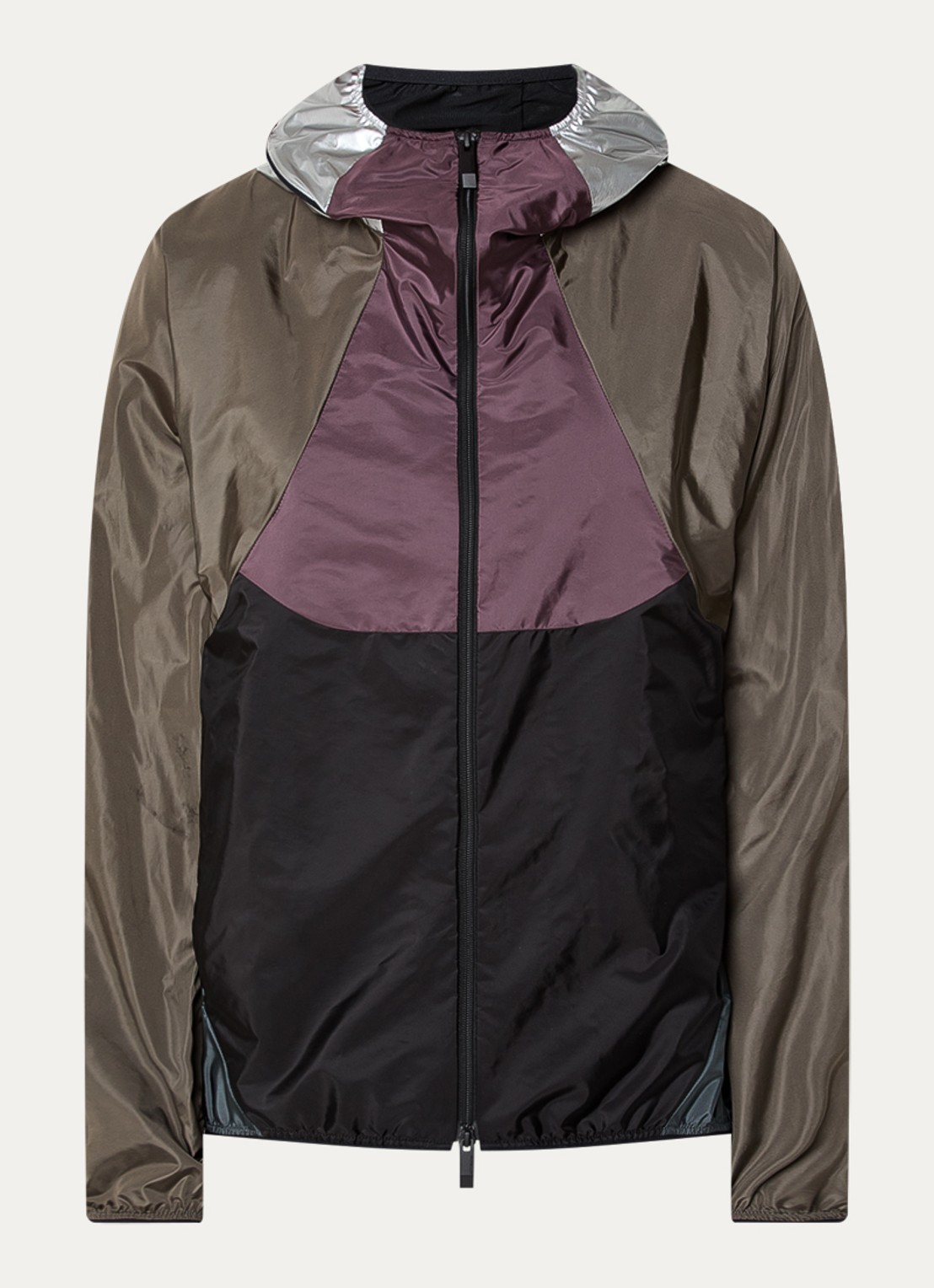 Moncler Windjack met capuchon en ritszakken - voorkant zwart