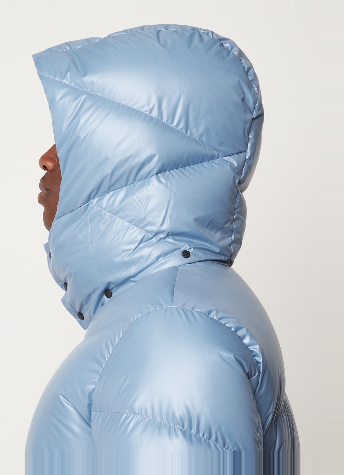 Moncler Yonne puffer jack met donsvulling en afneembare capuchon  - detail 5 lichtblauw