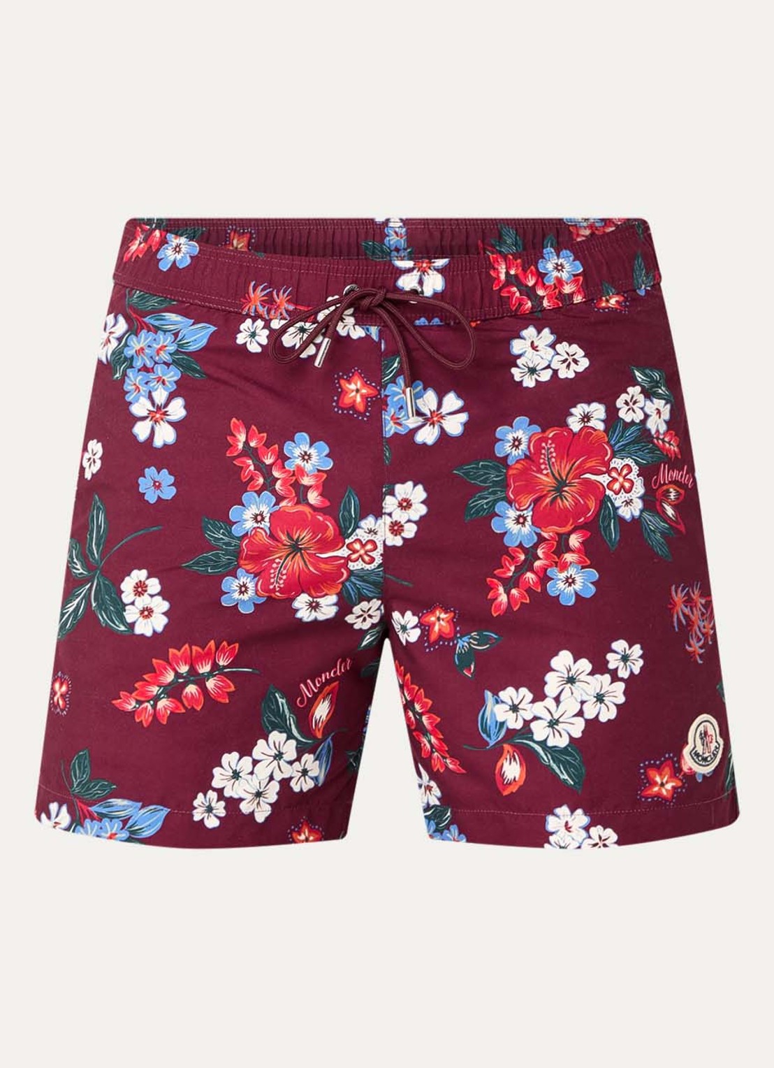 Moncler Zwemshorts met bloemenprint en steekzakken - voorkant rood