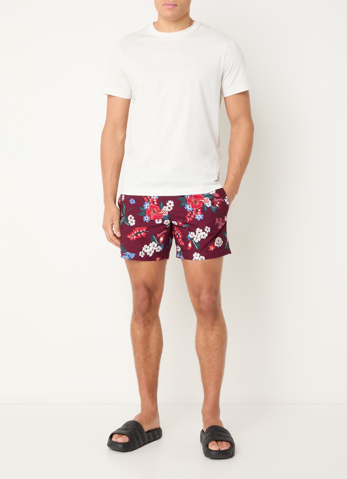 Moncler Zwemshorts met bloemenprint en steekzakken - voorkant 2 rood