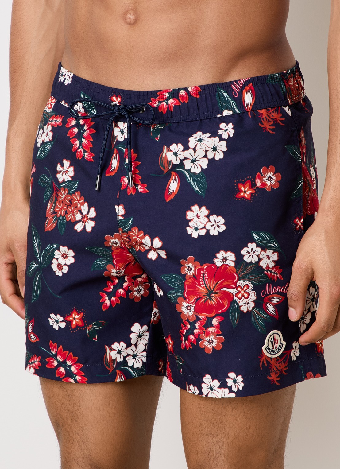 Moncler Zwemshorts met bloemenprint en steekzakken - detail 2 donkerblauw