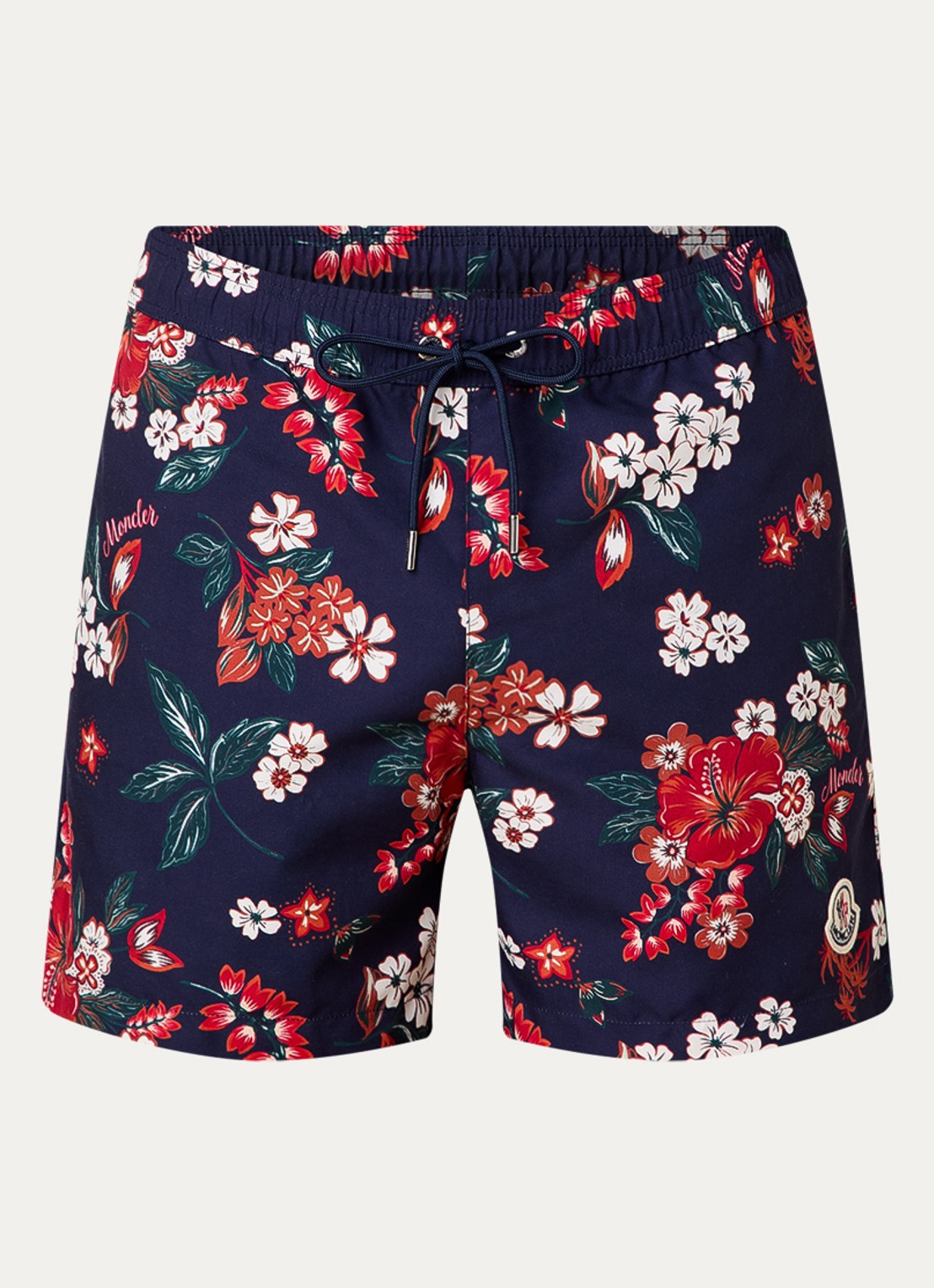 Moncler Zwemshorts met bloemenprint en steekzakken - voorkant 3 donkerblauw