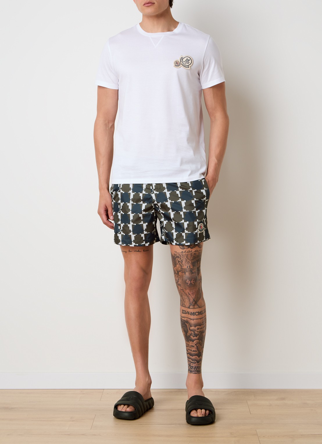 Moncler Zwemshorts met grafische print - voorkant 5 groen