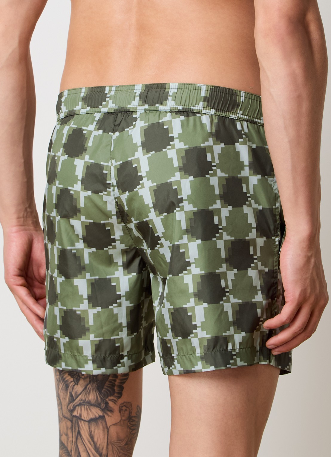 Moncler Zwemshorts met grafische print - achterkant 3 olijfgroen