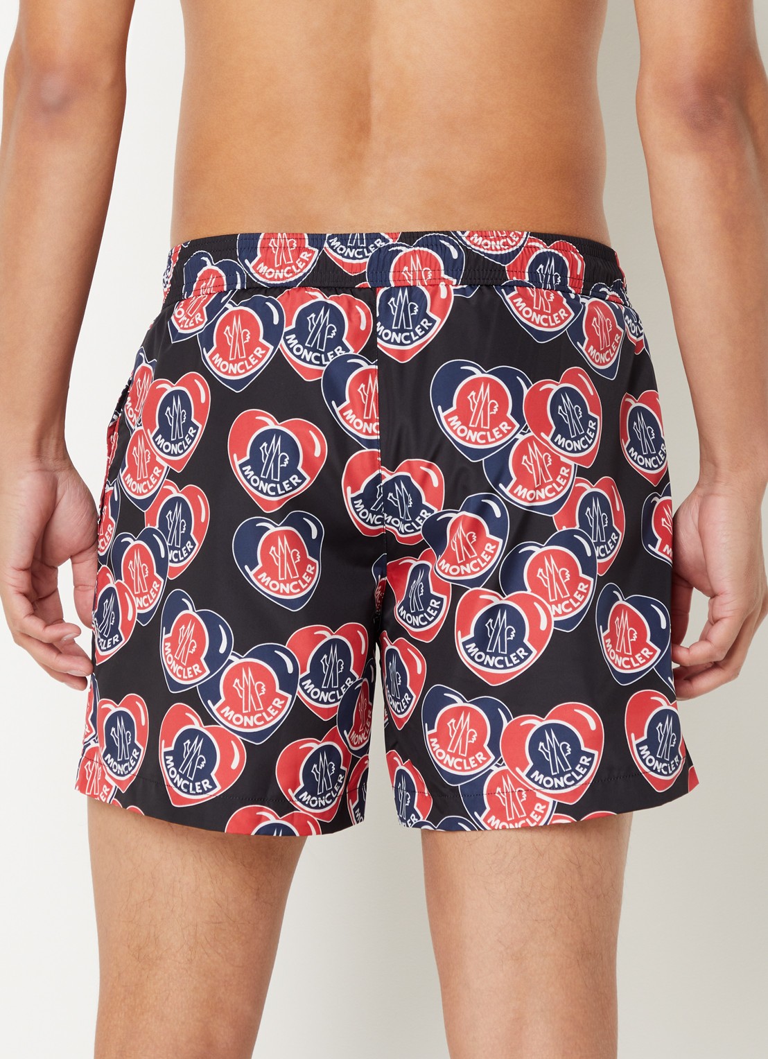 Moncler Zwemshorts met steekzakken en logoprint - achterkant zwart