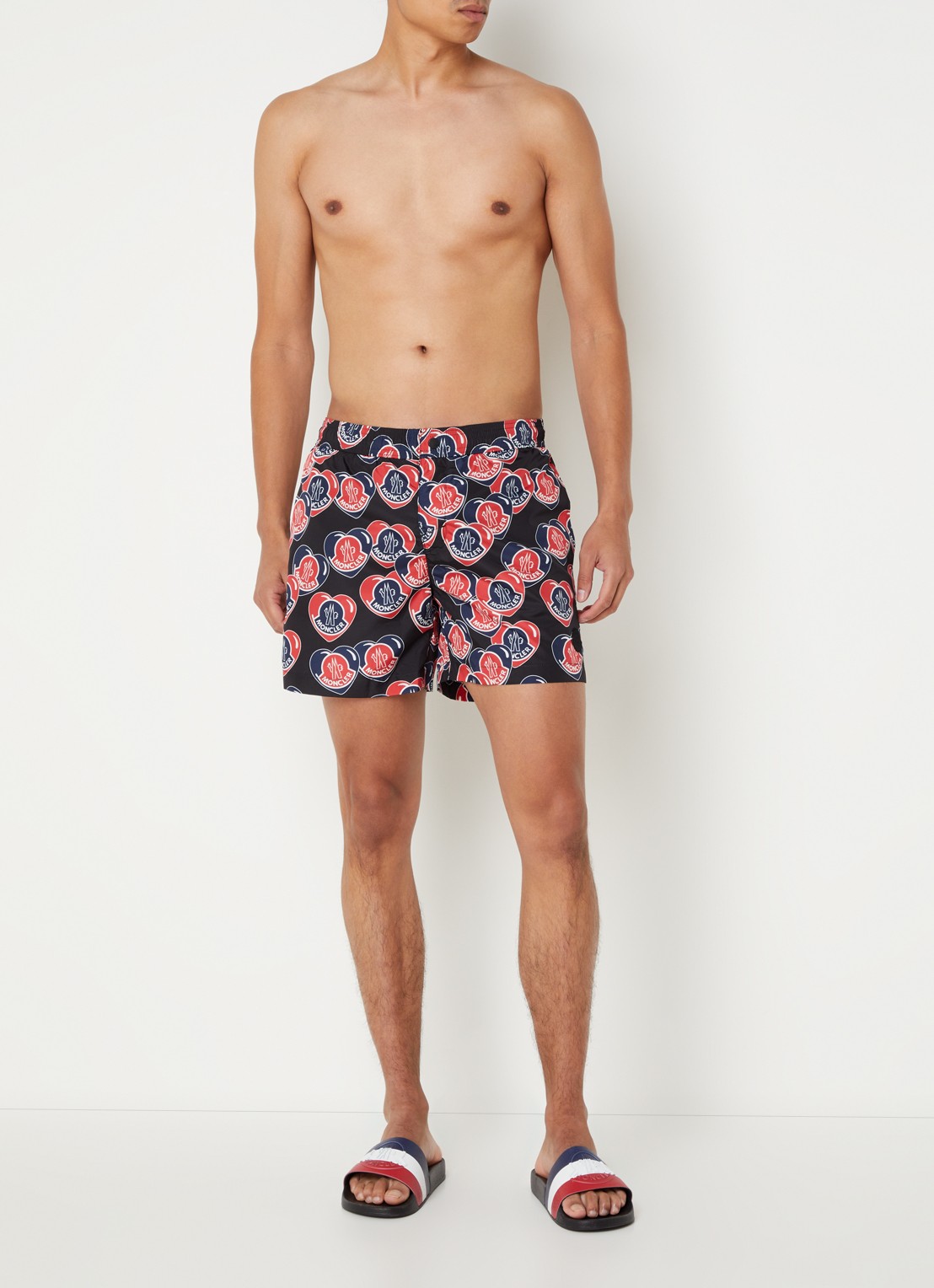 Moncler Zwemshorts met steekzakken en logoprint - voorkant 3 zwart