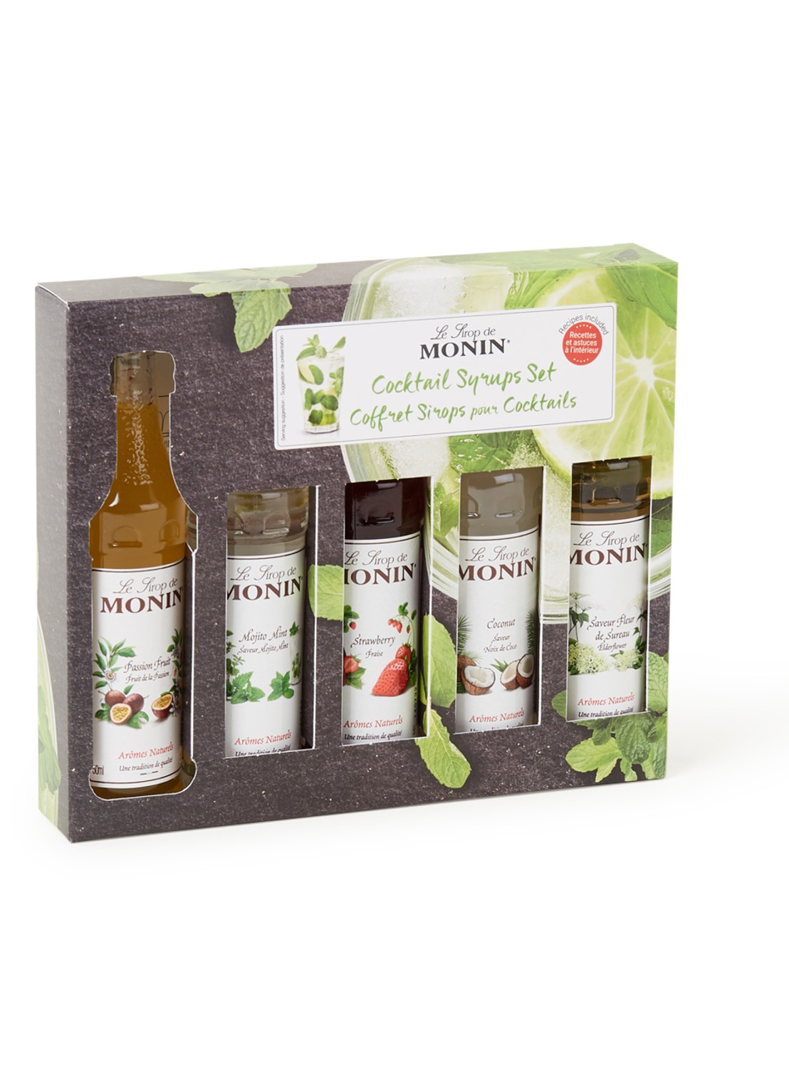 Monin Cocktail Siropen geschenkset 50 ml set van 5  - voorkant groen