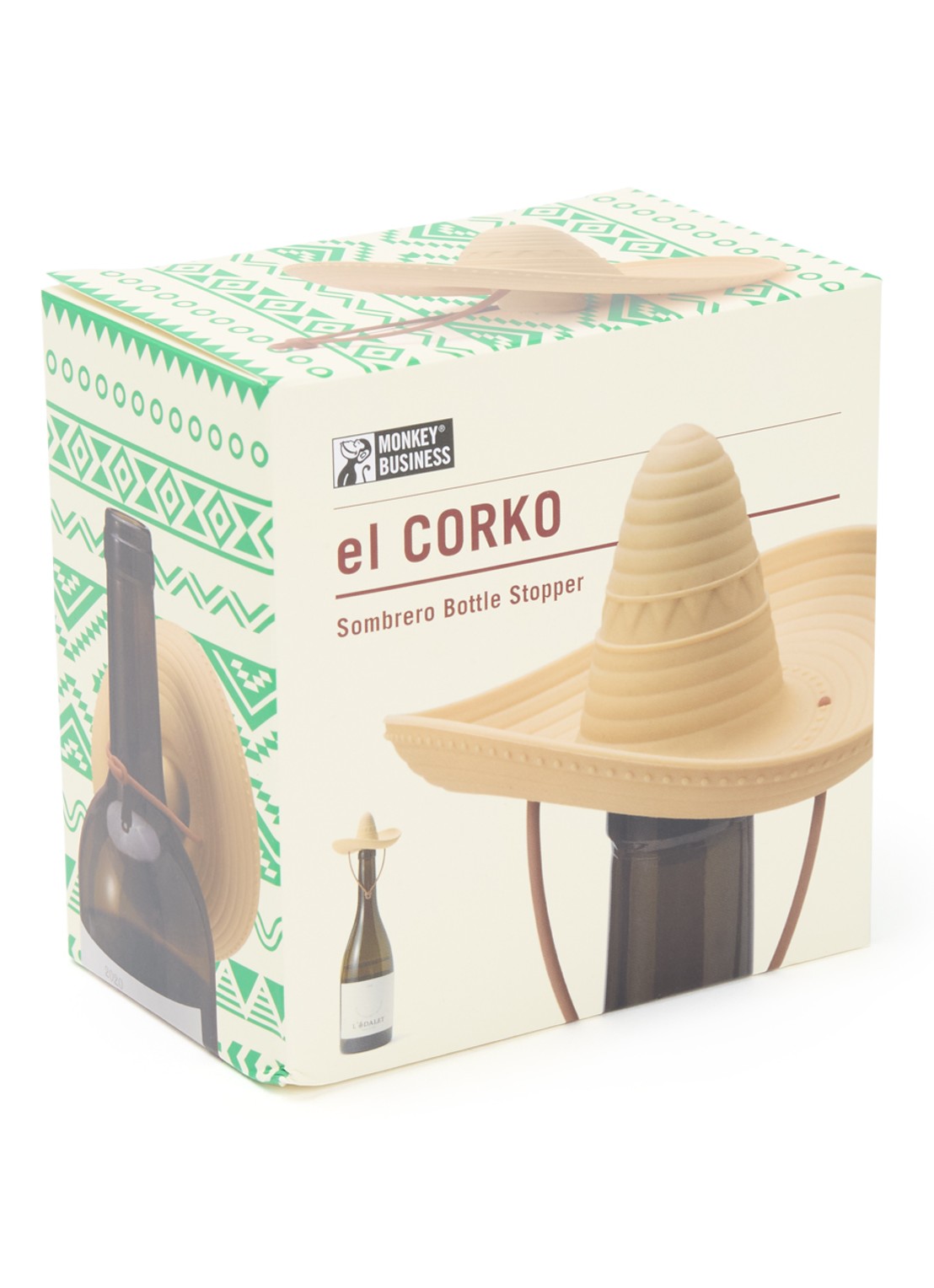 Monkey Business El Corko wijnstopper - voorkant beige