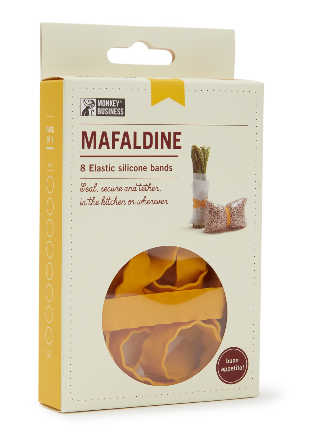 Monkey Business Mafaldine elastiek set van 8 - voorkant geel