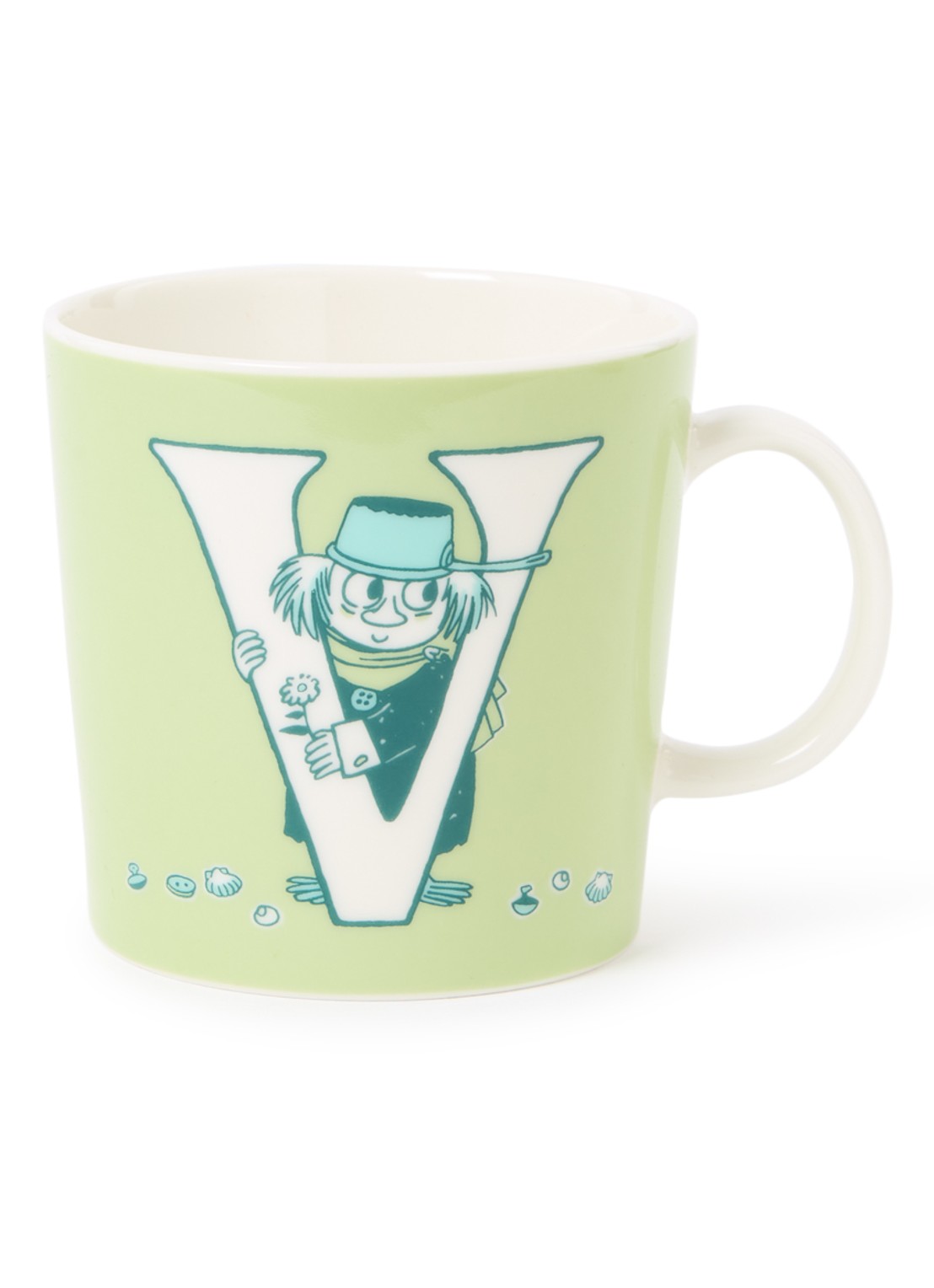 Moomin Arabia Moomin ABC V mok 40 cl - voorkant lindegroen