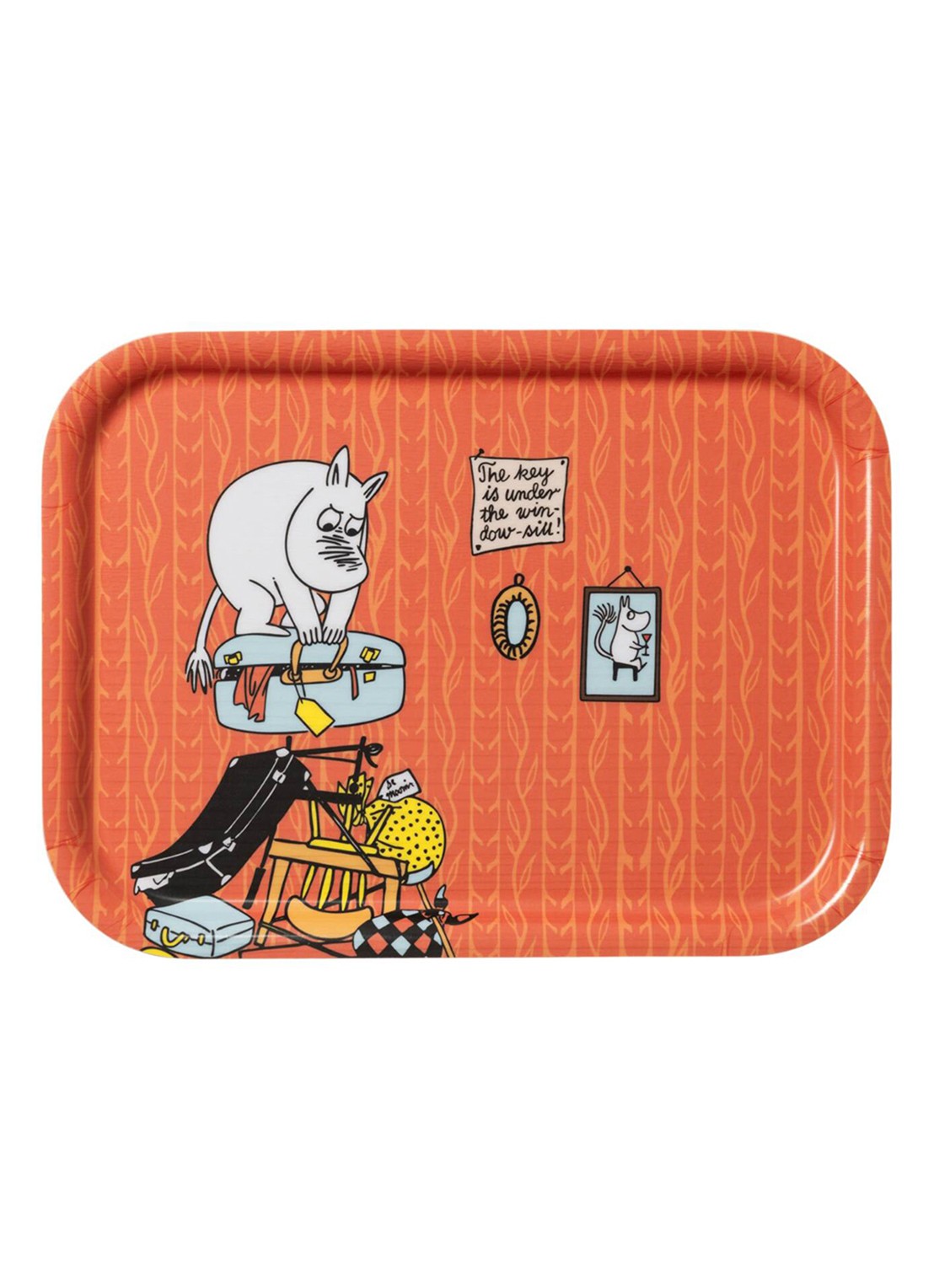 Moomin Arabia Moomin Holiday Rush dienblad 27 x 20 cm - voorkant orange