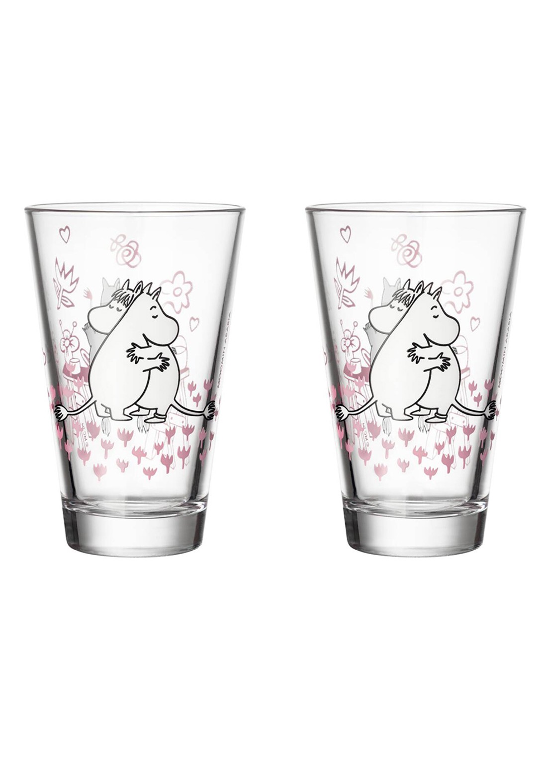 Moomin Arabia Moomin Love drinkglas 30 cl set van 2 - voorkant 2 transparant