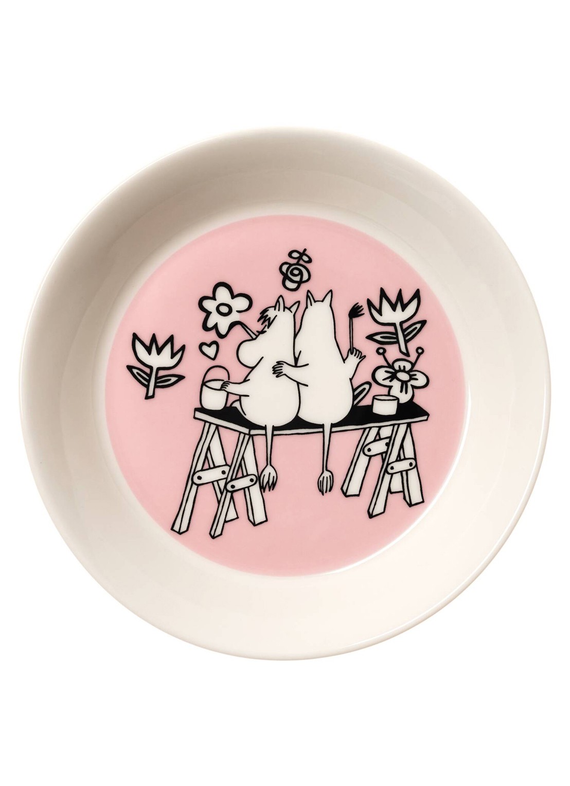 Moomin Arabia Moomin Love gebaksbordje 15 cm - achterkant lichtroze