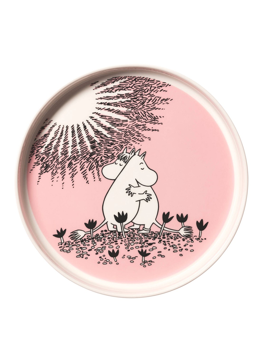 Moomin Arabia Moomin Love taartplateau 28 cm - voorkant lichtroze