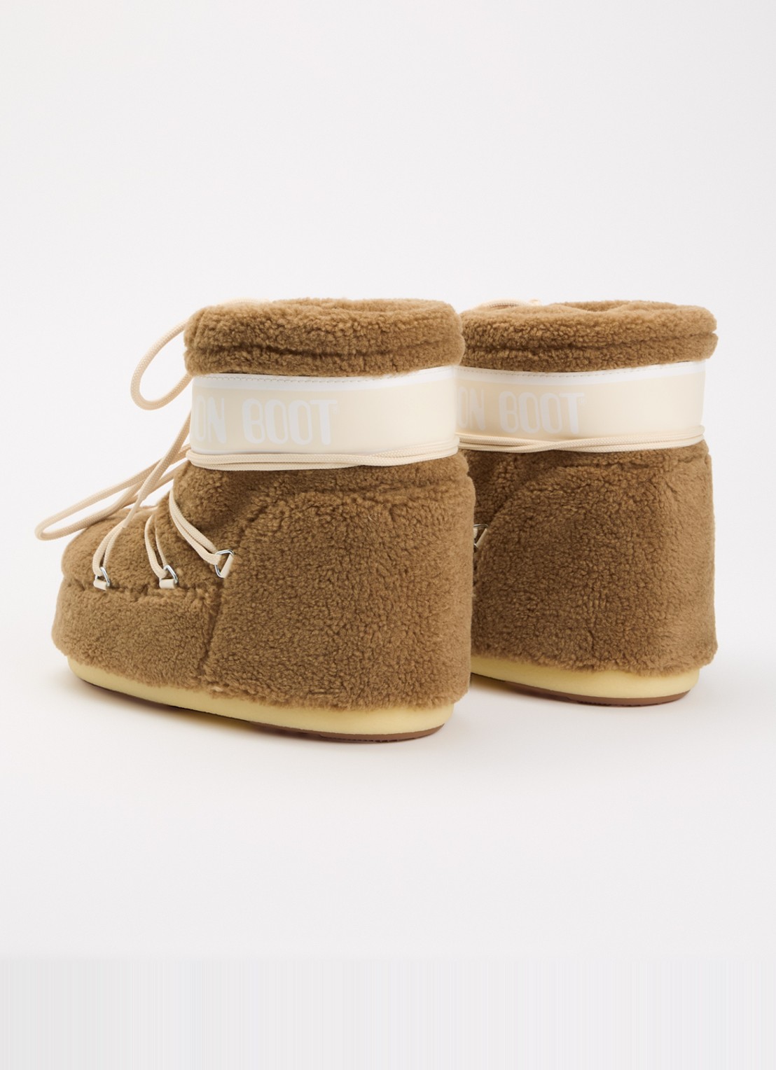 Moon Boot Icon Low Fleece snowboot van teddy - achterkant lichtbruin