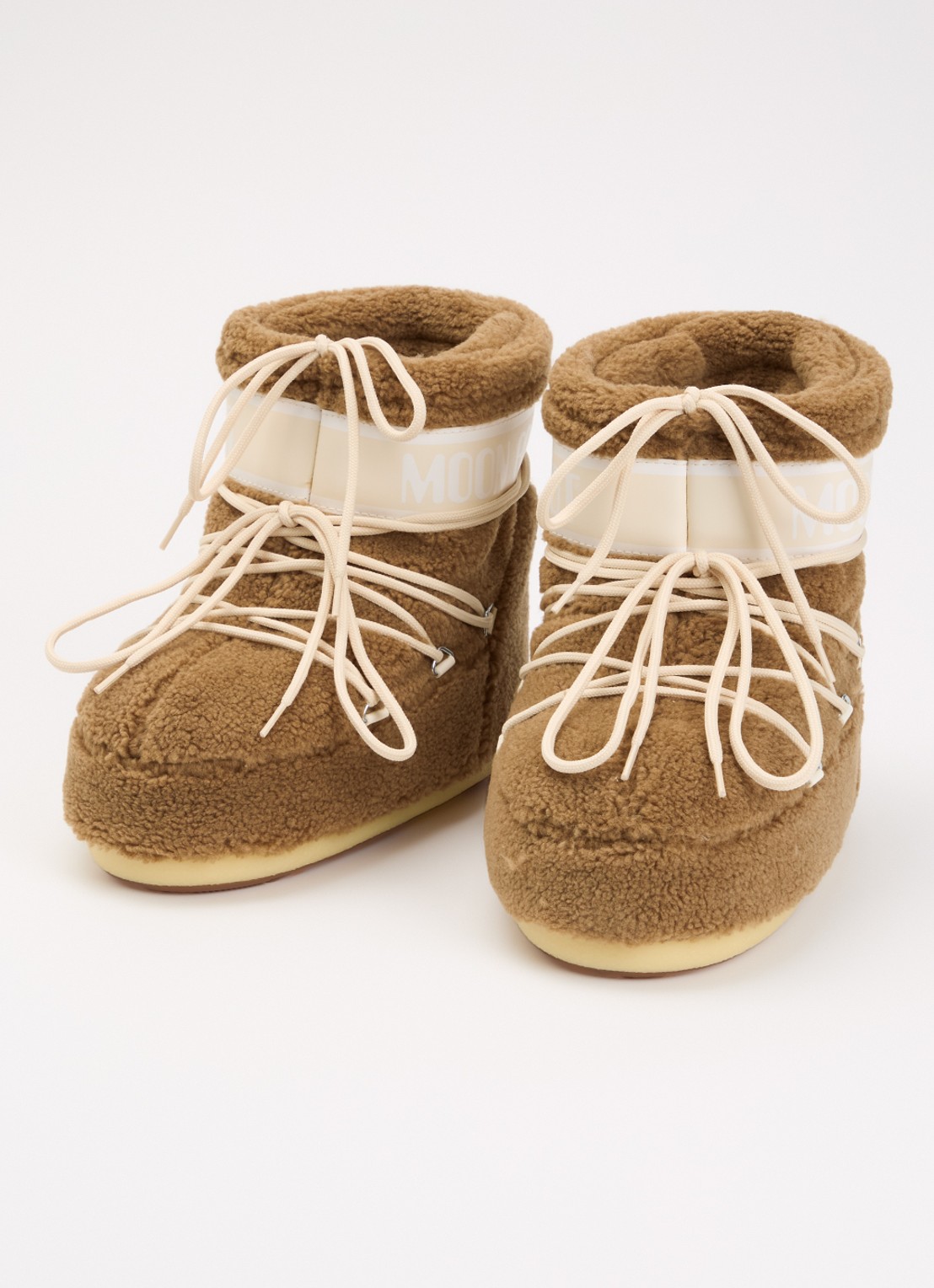 Moon Boot Icon Low Fleece snowboot van teddy - detail 3 lichtbruin