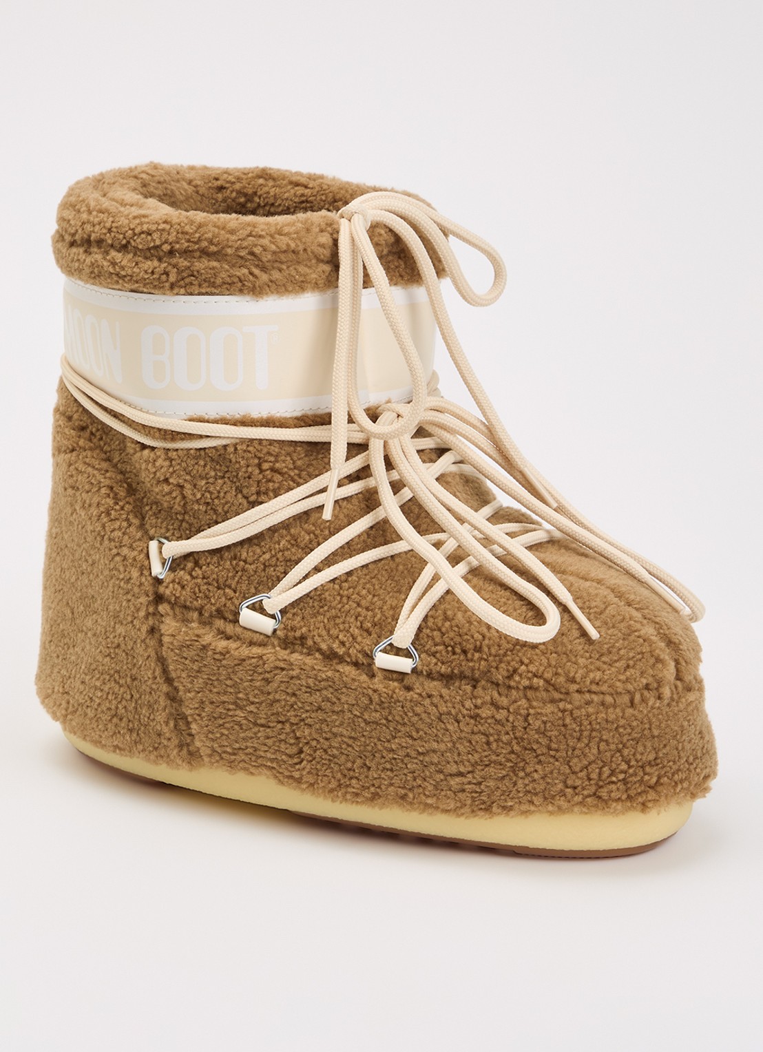 Moon Boot Icon Low Fleece snowboot van teddy - voorkant 2 lichtbruin