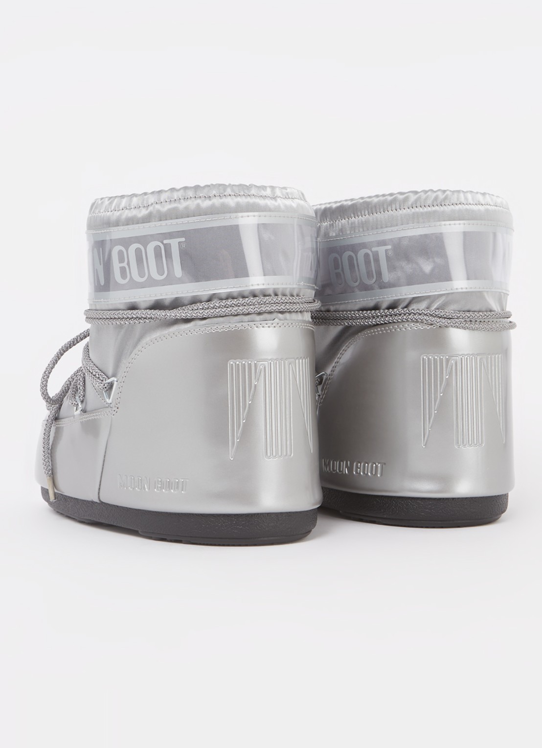 Moon Boot Icon Low Glance snowboot met waterafstotende coating en metallic finish - achterkant 2 lichtgrijs