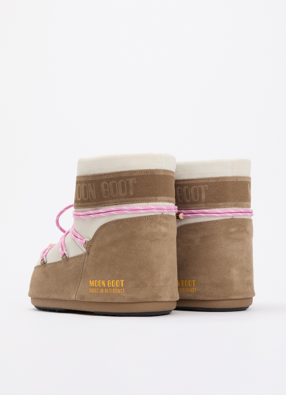 Moon Boot Icon Low snowboot van suède met kralendecoratie - achterkant zand