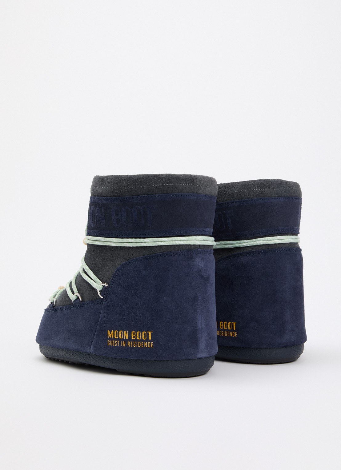 Moon Boot Icon Low snowboot van suède met kralendecoratie - achterkant donkerblauw