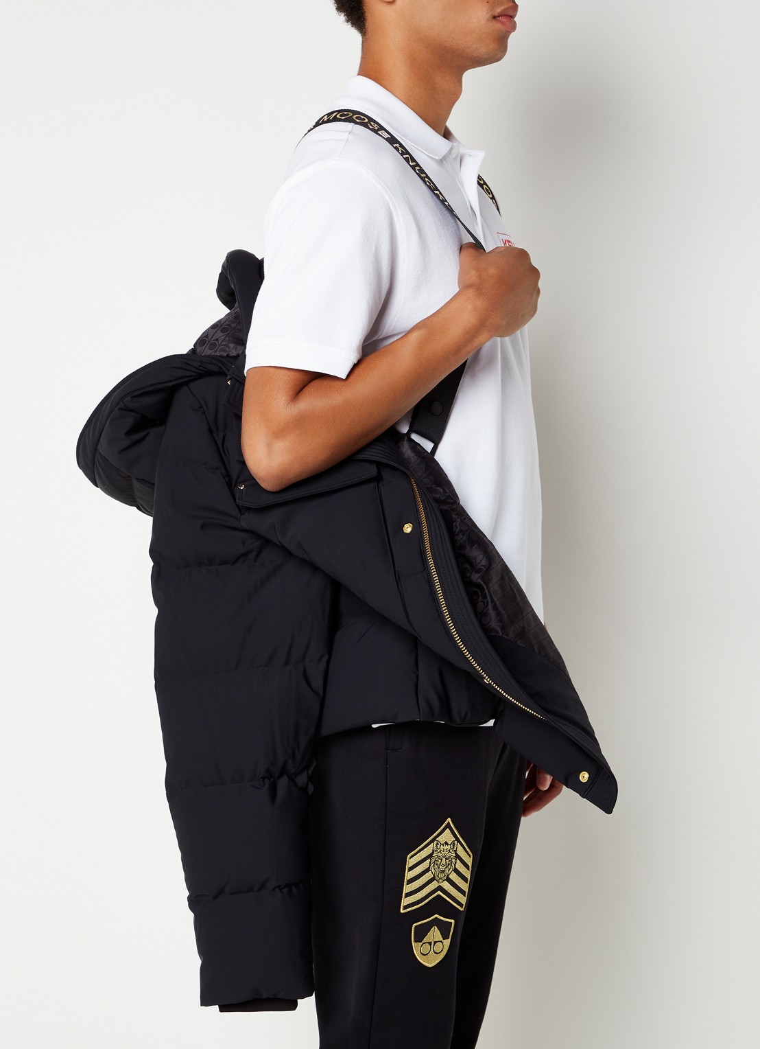 Moose Knuckles Gold Skillman puffer jack met donsvulling en afneembare capuchon - detail 3 zwart