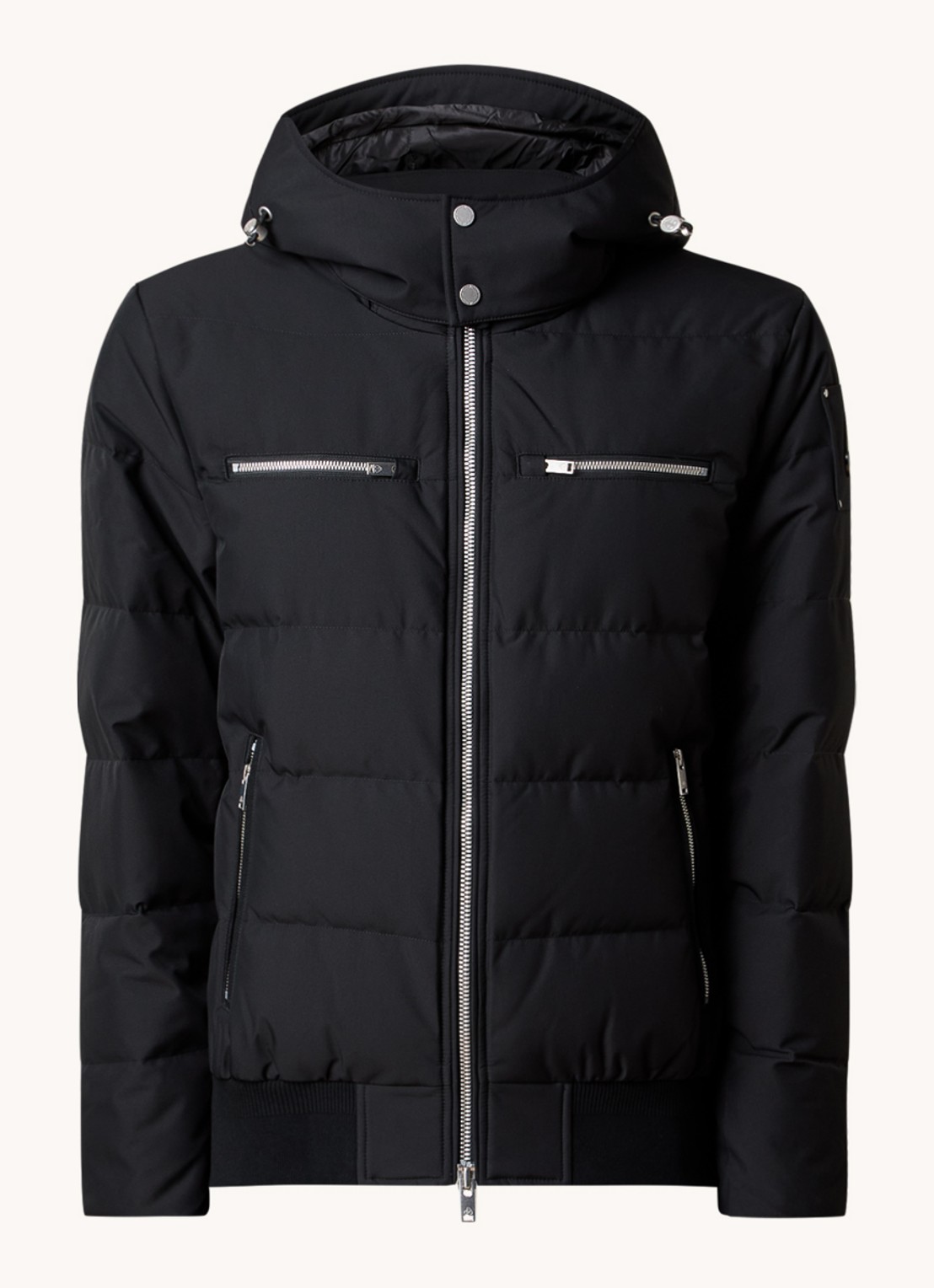 Moose Knuckles Puffer jas met donsvulling en ritszakken - voorkant 5 zwart