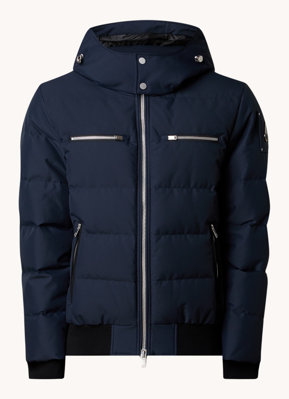 Moose Knuckles Puffer jas met donsvulling en ritszakken - voorkant 4 donkerblauw