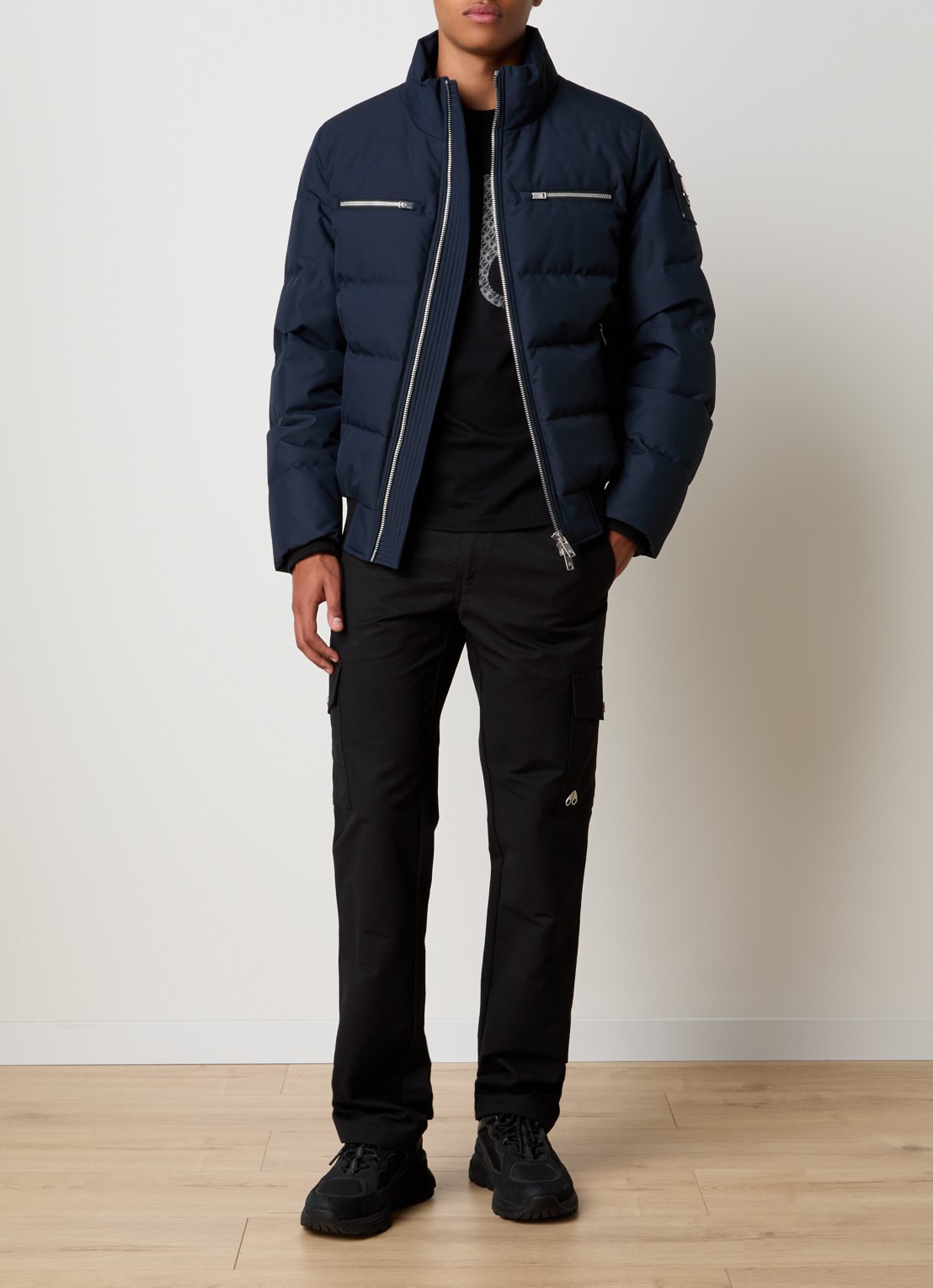 Moose Knuckles Puffer jas met donsvulling en ritszakken - voorkant 5 donkerblauw