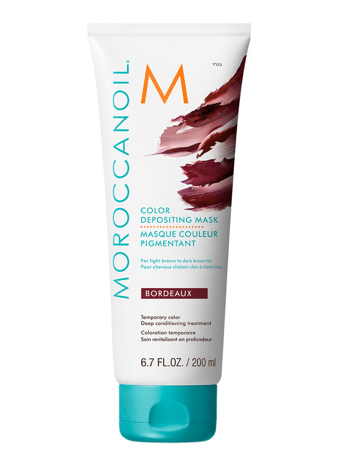 Moroccanoil Color Depositing Mask Bordeaux - verzorgend, uitwasbaar kleurmasker licht- tot donkerbruin haar - voorkant bordeaux