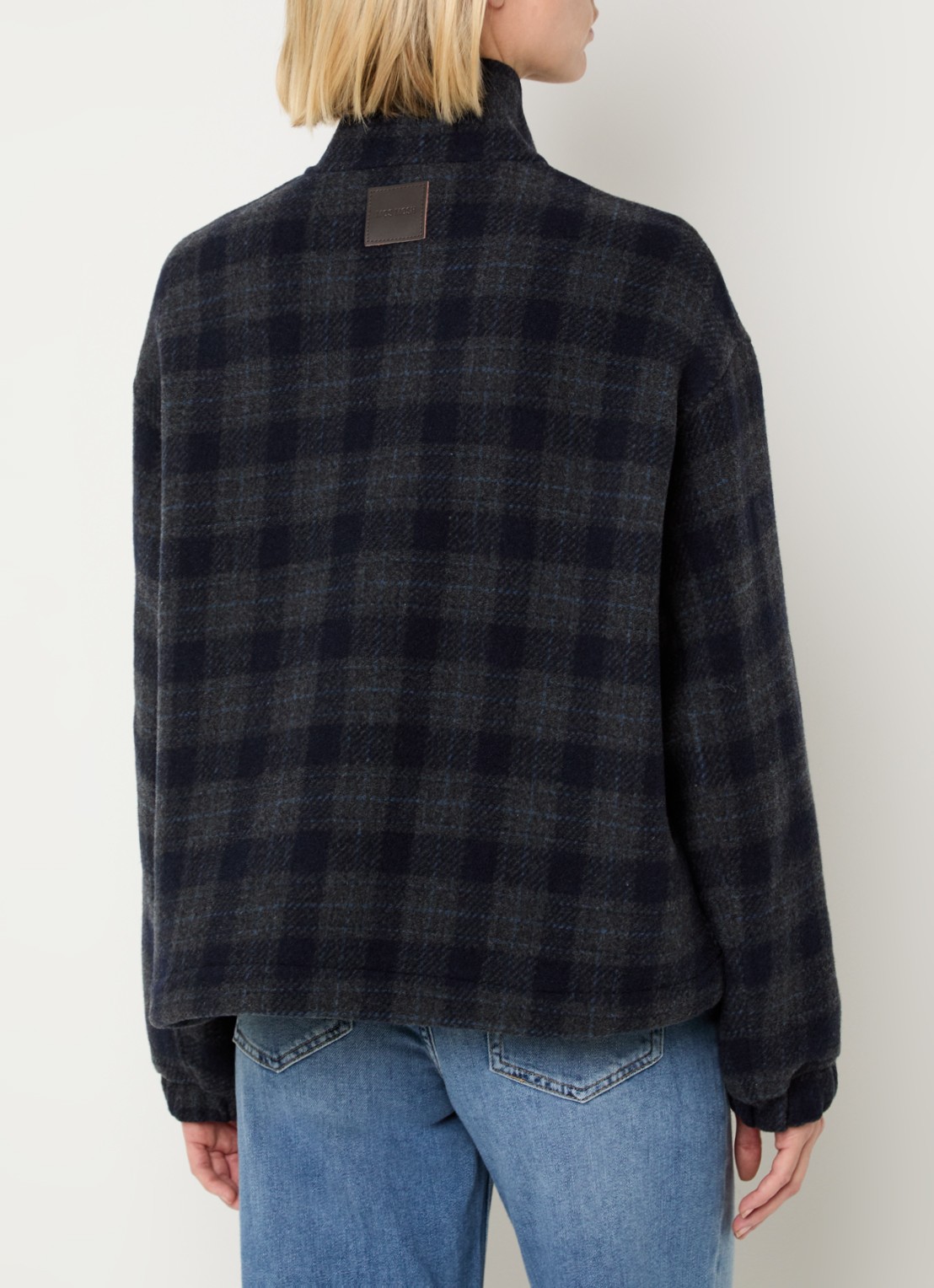 Mos Mosh Camille jack in wolblend met klepzakken - achterkant donkerblauw