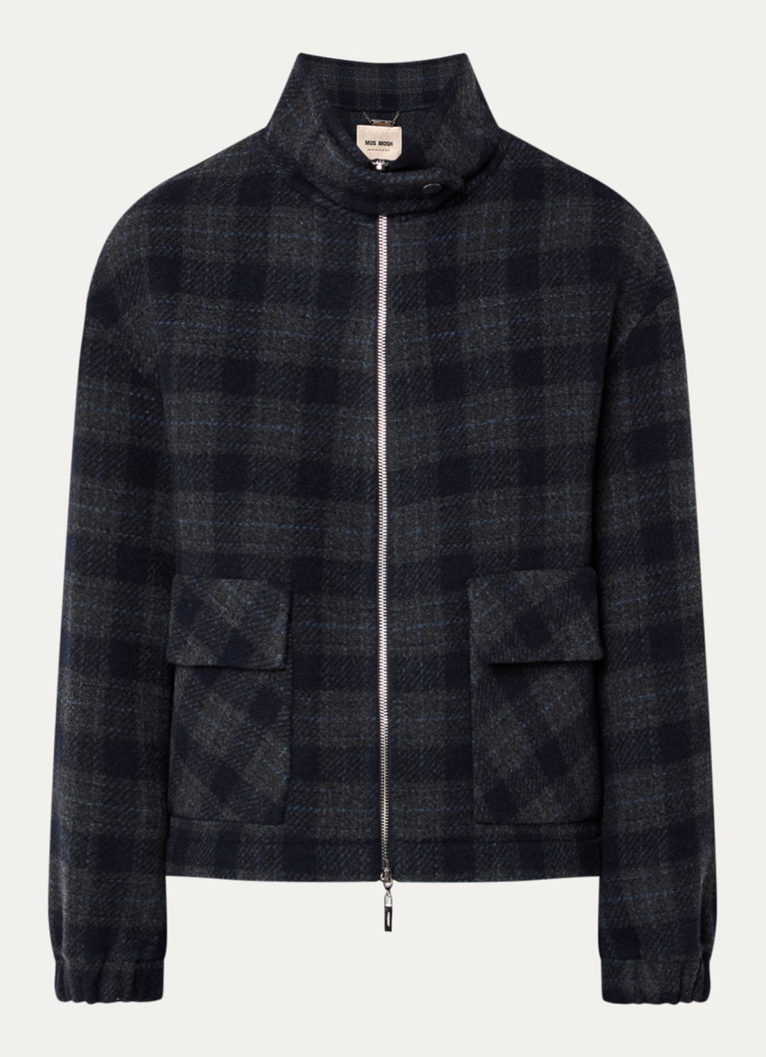 Mos Mosh Camille jack in wolblend met klepzakken - voorkant 3 donkerblauw