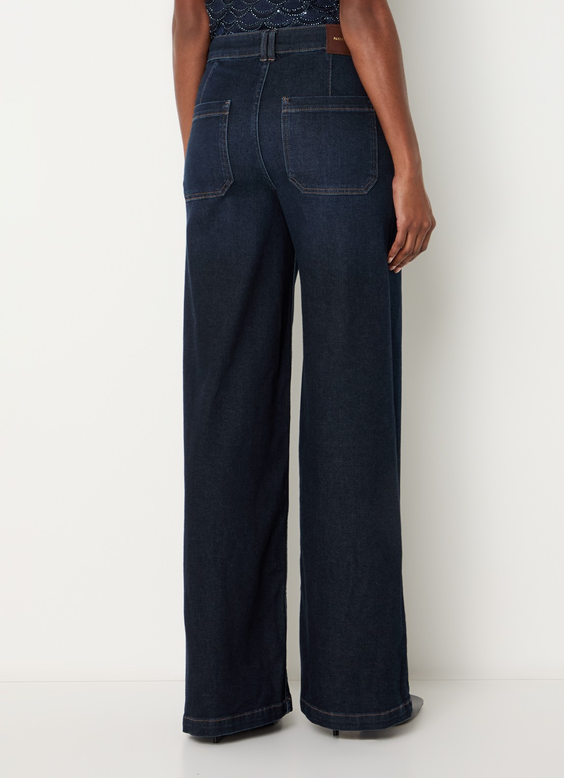 Mos Mosh Colette high waist flared jeans met donkere wassing - achterkant 4 indigo