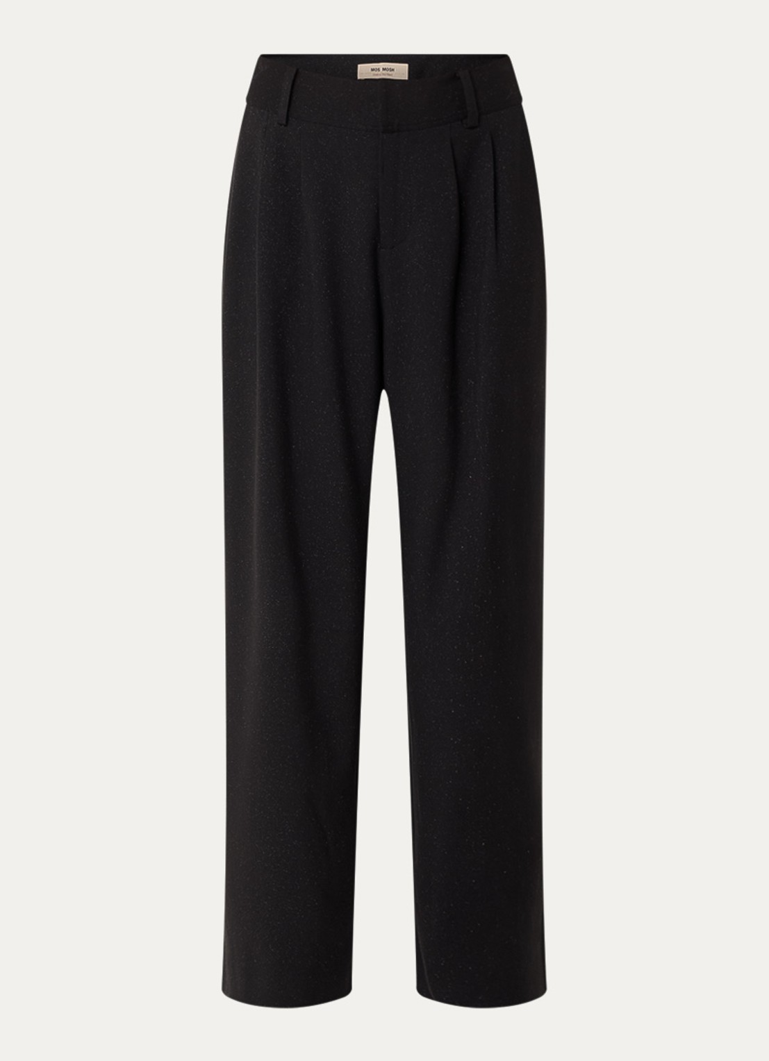 Mos Mosh Evie high waist wide fit pantalon met lurex - voorkant 3 zwart