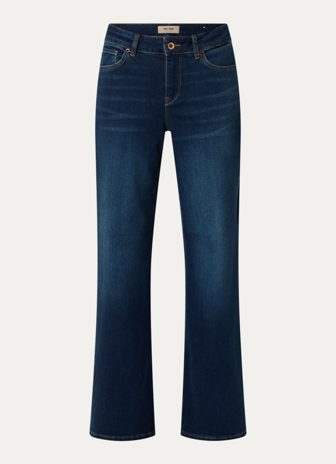 Mos Mosh High waist wide leg jeans met donkere wassing - voorkant indigo