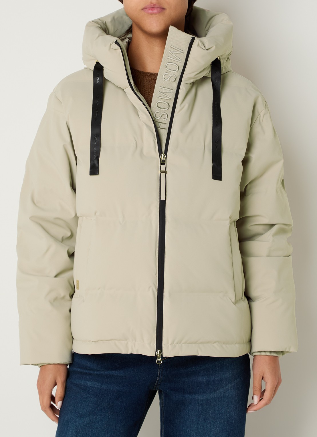 Mos Mosh Jilly puffer jack met donsvulling en steekzakken - detail creme