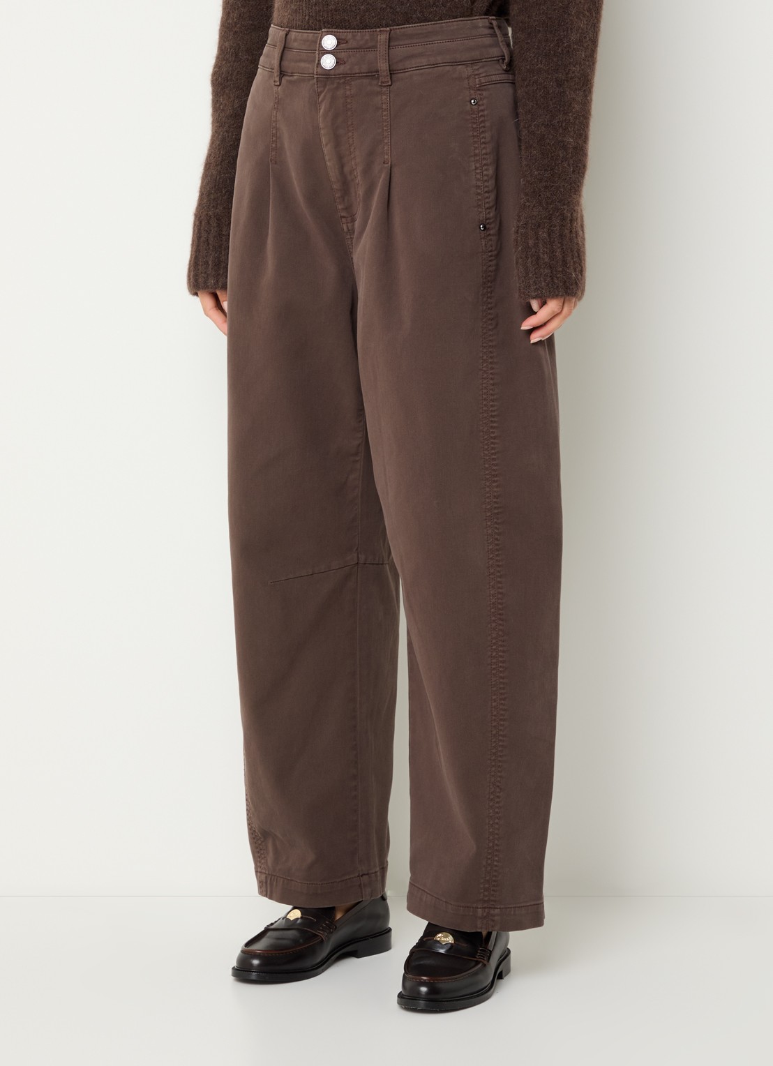 Mos Mosh MM Jahnice Hui mid waist loose fit pantalon - detail 4 bruin