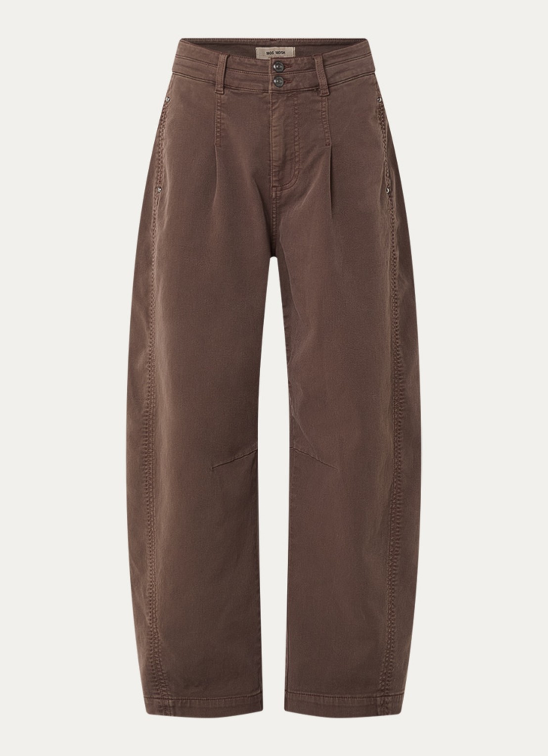 Mos Mosh MM Jahnice Hui mid waist loose fit pantalon - voorkant 2 bruin