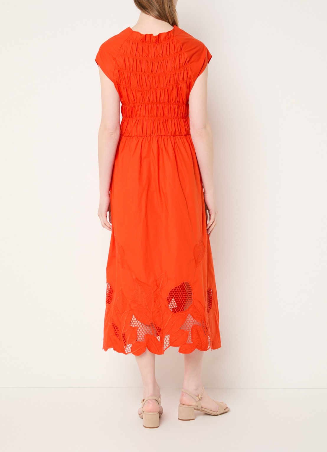 Mos Mosh MMAria midi jurk met broderie  - achterkant orange
