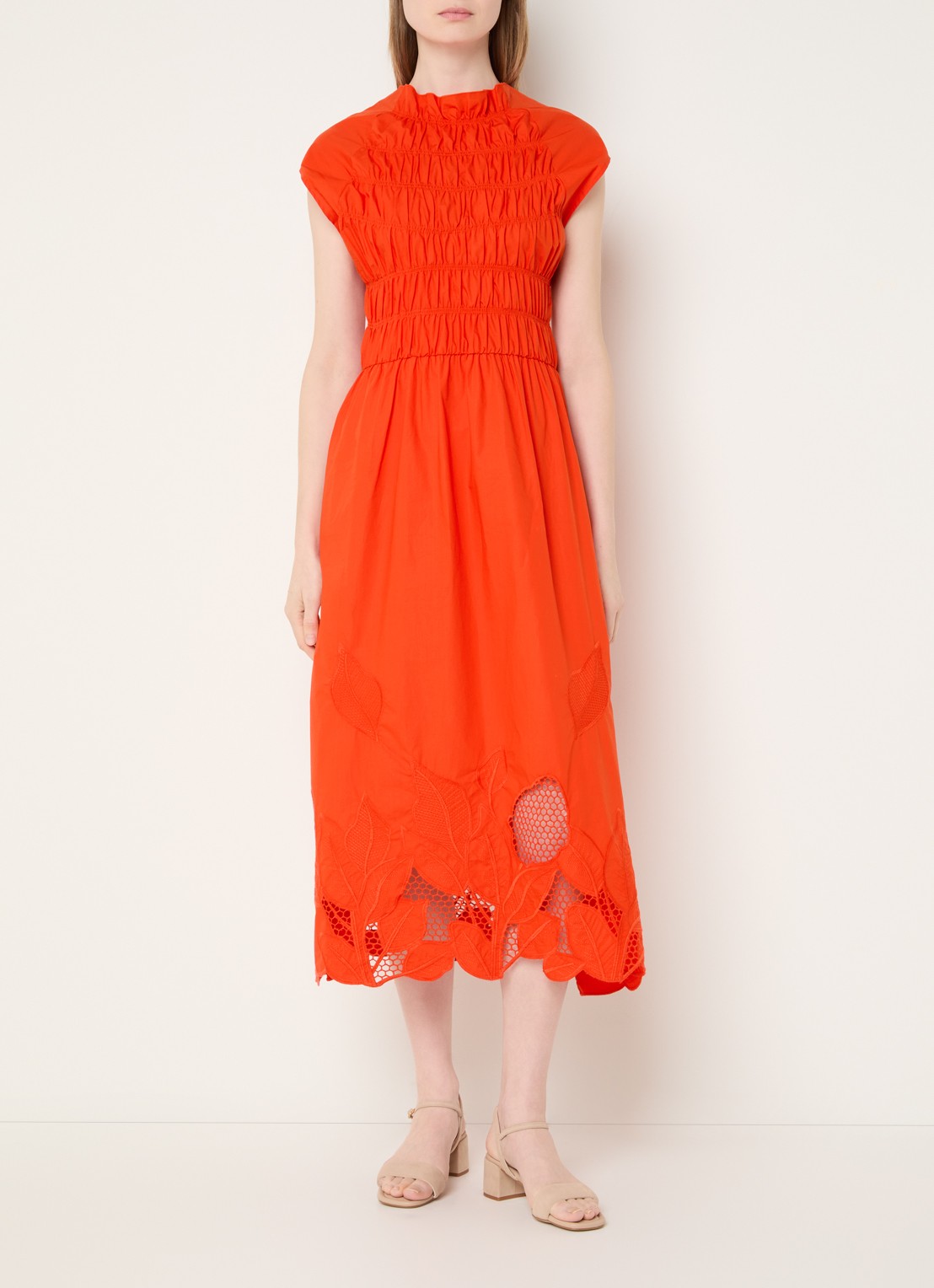 Mos Mosh MMAria midi jurk met broderie  - detail 2 orange