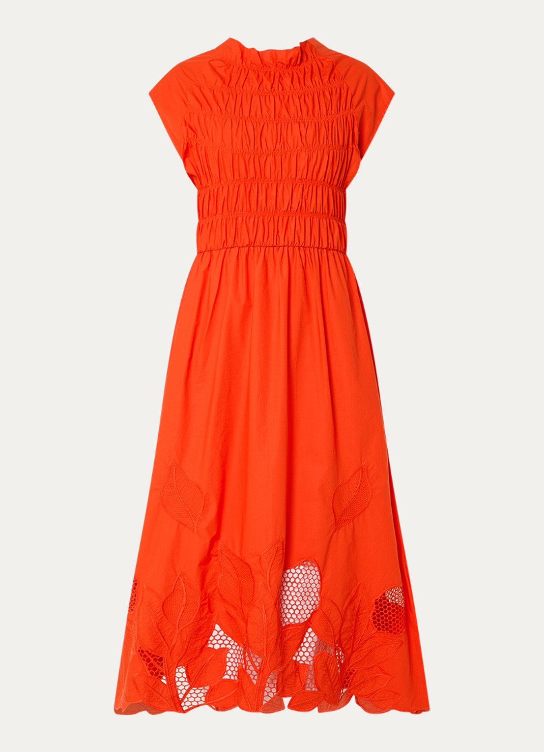 Mos Mosh MMAria midi jurk met broderie  - voorkant 3 orange
